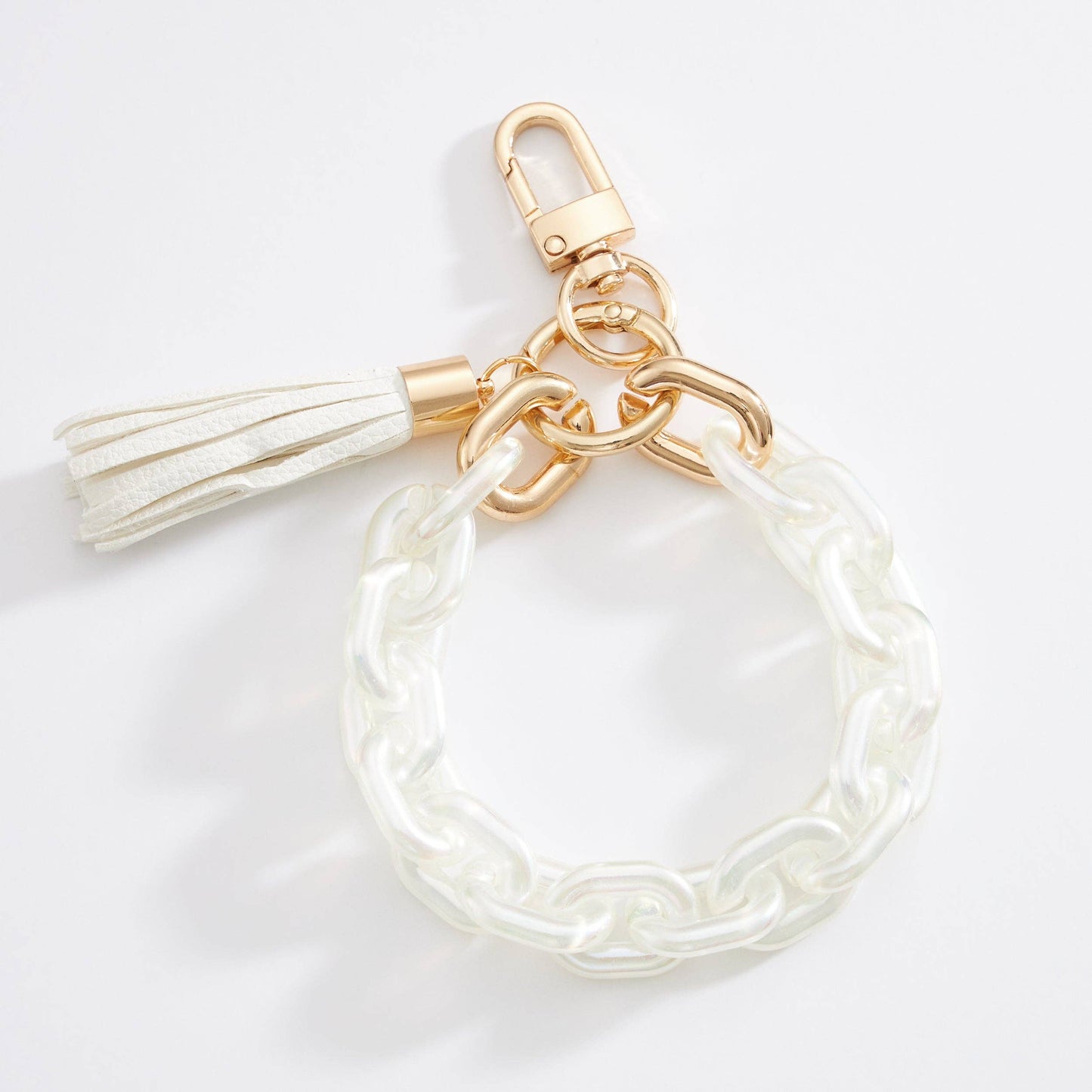 Two Tone White Resin Chain Keychains