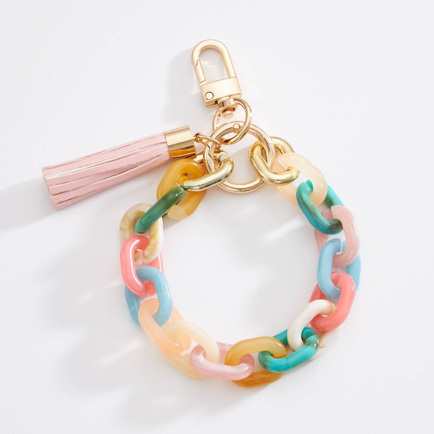 Pastel Rainbow Resin Chain Keychains