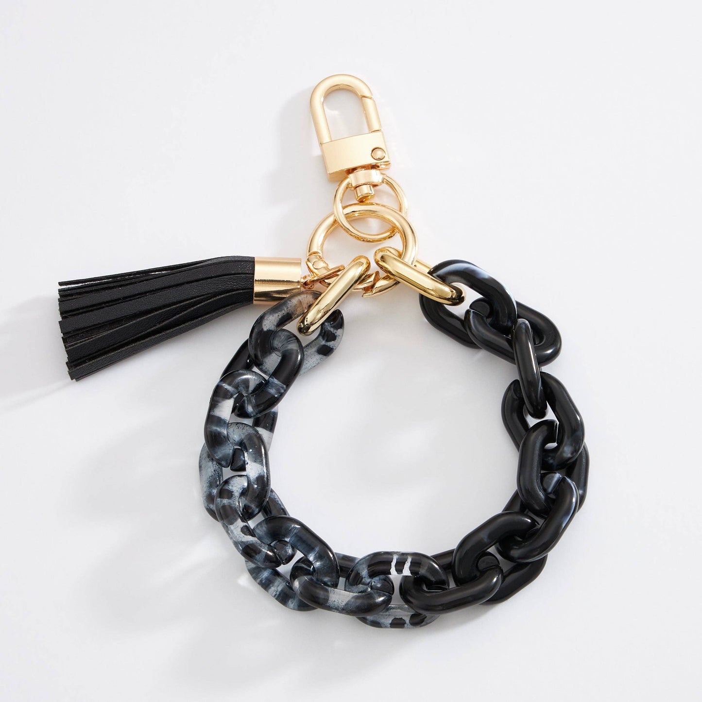 Two Tone Black Resin Chain Keychains