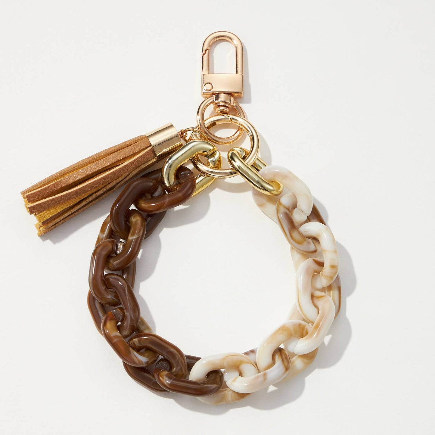 Two Tone Brown Resin Chain Keychain